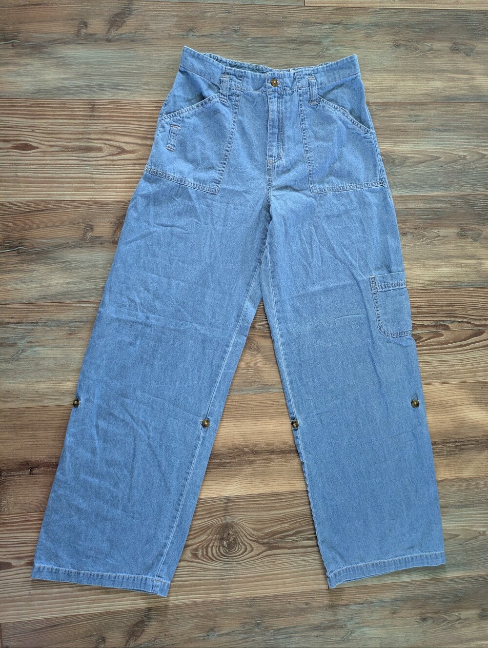 White Stag Light Wash Baggy Wide Leg Cargo Cotton Denim Jeans Size‎ 6